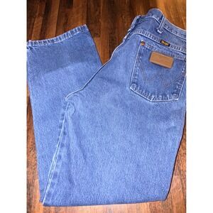 Wrangler Mens Blue Denim Jeans Straight Leg Classic Fit 36x29